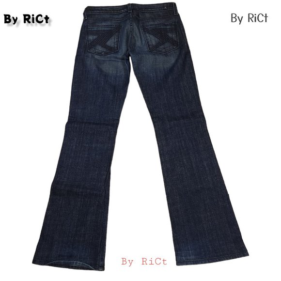 7 For All Mankind Flynt Bootcut Women's Jeans Size 27x30 Flare Low Rise Zip Blue - Picture 1 of 9